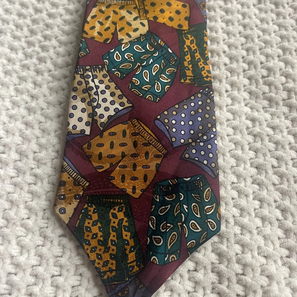 Mario Valentino‎ burgundy maroon necktie boxers vintage 100% silk